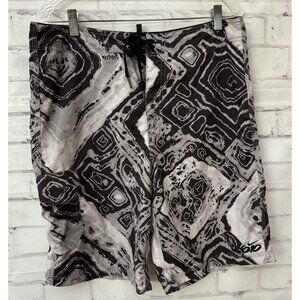 Nike 6.0 Men’s Size 34 Black Gray Abstract Board Shorts Swimsuit‎ Unlined